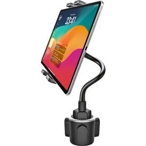 GDZN Cup Holder Car Tablet Holder, 10.2" Gooseneck Flexible Long Arm Tablet Mount for Truck SUV Pickup, 360° Adjustable Cupholder for iPad Pro 12.9 11 Air Mini, Galaxy Tab, iPhone 17, 4-13" Devices
