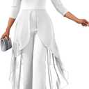 Jumpsuits for Women Dressy Hight Waist One Piece Casual Straight Long Pants Wide Leg Pants Elegant Jumpsuit Romper (3X-Large, White)