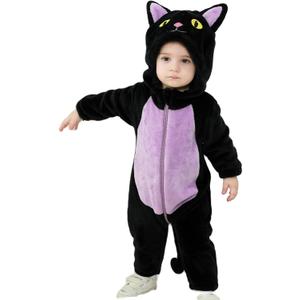 Dcohmch Toddler Baby Black Cat Costume Cute Hooded Jumpsuit Zipper Snowsuit Infant Boy Girl Warm Winter Clothes 0-3T (12-18 Months)