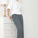 Bamans Dress Pants Women Bootcut Flare Leggings High Waisted Work Business Office Trousers Yoga Slacks with Pockets (Black, XS)