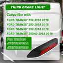 LED Third Brake Light with Backup Camera Compatible with 2018 2019 Ford Transit 150 250 350 350HD Rear Center High Mount 3rd Stop Lamp Replace JK4Z13A613AA JK4Z13A613AD