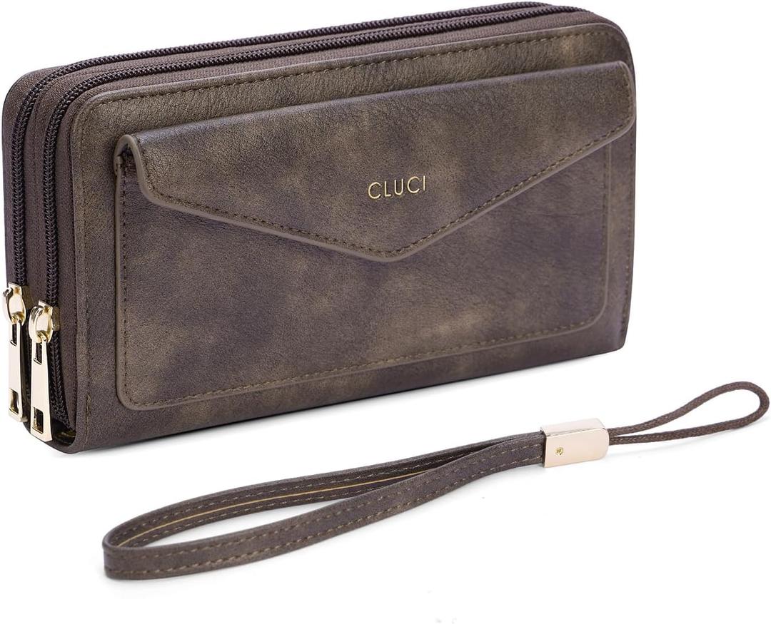 CLUCI Wallet Women Capacity Wristlet Purse for Women Long Ladies Wallet RFID Blocking Multi Credit Card Holder
