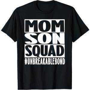 Mom Son Squad Unbreakable Bond Family T-Shirt (Black, XXL)