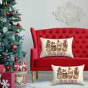 2 x JarThenaAMCS Christmas Pillow Cover Rectangle Gingerbread 12 x 20 Inch Xmas Coffee Throw Pillow Case Tis The Season Cushion Cover for Home Office