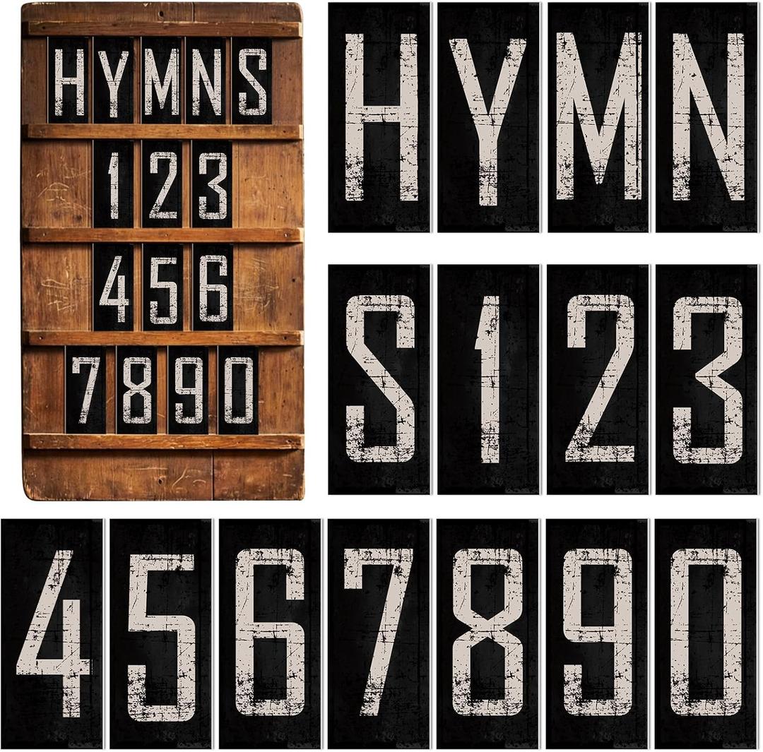 Motiskyy 55 Pack Vintage Hymn Board Numerals Included 5 Sets of Paper 0-9 Numerals and the Word Hymns Ideal Religious Church Gift for Worship Services and Choir Displays Easter Gift