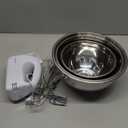 Hand Mixer Electric Mixing Bowls Set, 5 Speeds Handheld Mixer with 4 Nesting Stainless Steel Mixing Bowl, Measuring Cups Spoons 200W Kitchen Blender Whisk Beater Baking Supplies For Beginner