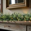 Prelit Christmas Garland 9ft with Multi-Function with 50 Warm White Multi-Color Lights, Battery Opreated Christmas Decor Timer for Mantle Staircase Indoor and Outdoor Prelight Xmas Garland