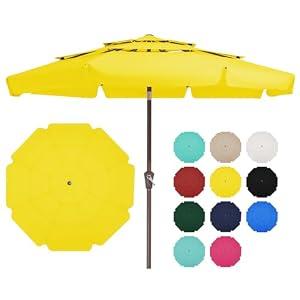 JEAREY 3 Tiers 9 FT Patio Umbrellas Outdoor Table Umbrella with Push Button Market Umbrella 8 Sturdy Ribs UV Protection Waterproof for Garden,Yellow