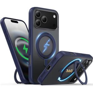 for iPhone 17 Pro Case 6.3-Inch with Magnetic 360 Ring Stand Compatible with MagSafe Frosted Matte Shockproof Protective Phone Cover 6.3" 2025, Blue