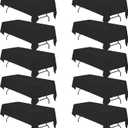 BRILLMAX 10 Pack Black Tablecloths for 8 Foot Rectangle Tables 60 x 126 Inch - 8ft Rectangular Bulk Linen Polyester Fabric Washable Cloth Cover for Wedding Reception Banquet Birthday Party