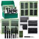 Lash Clusters Kit Eyelash Clusters Kit 1584pcs Cat Eye Lashes Extensions Pestaas Postizas Naturales+Lash Bond&Seal,Remover,Tweezers,Mascara Brush,Lash Shampoo(4 Boxes Kit-4)