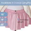 FreshCulture Elastic Wrap Around Bed Skirt - Queen Size, Easy Fit with 15-Inch Tailored Drop, Hotel Quality Dust Ruffle in Dusty Pink