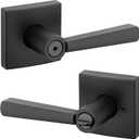 Baldwin Spyglass , Interior Privacy Door Handle Reversible Lever for Bedroom/Bathroom, Keyless Door Lock With Microban Protection, in Matte Black