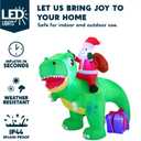 Joiedomi 6 FT Long Christmas Inflatable Dinosaur Outdoor Decoration, Inflatable Santa Riding Dinosaur with Build-in LEDs, Christmas Blow Up Yard Decoration for Xmas Party Garden Lawn Winter Dcor