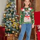 Funnycokid Kids Ugly Christmas Sweater Girls Boys Xmas Sweatshirt Funny Fleece Outfit 3D Print Clothes 4-16 Years (Green, M)