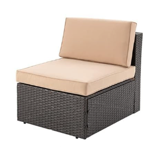 Shintenchi Furniture Sets Outdoor All-Weather Sectional Patio Sofa Cushion and Red Pillows, Beige