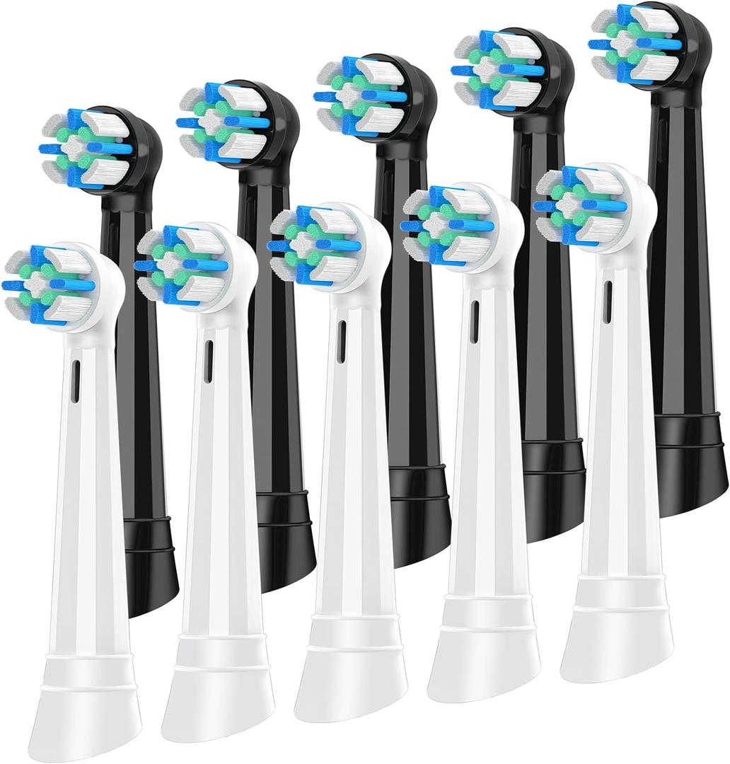 iO Replacement Heads Compatible with Oral B iO, Brush Heads for iO 2/3/4/5/6/7/8/9/10 Series Electric Toothbrushs, Medium Softness, Removes Stubborn Plaque, 5 Black/5 White (Multi-colored)