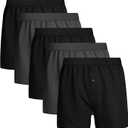 Natural Feelings Men's Cotton Knitting Boxer Shorts Plain Mens Black Boxers Shorts, Size L