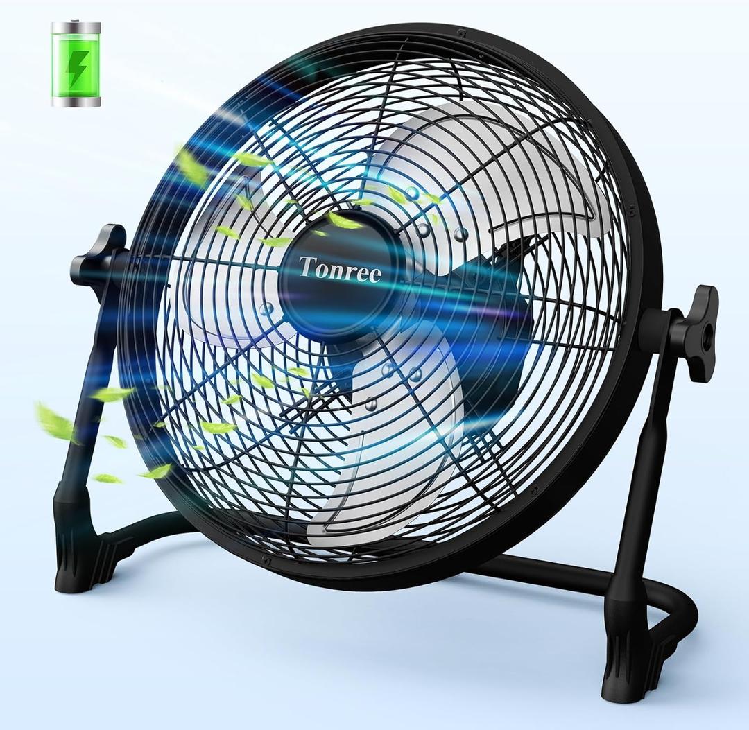 14" Portable Battery Operated Fan, Rechargeable Floor Fan, Hi-Velocity Cordless Camping Fan, USB Phone Charge, 12-60H Runtime, Quiet, Wireless, For Gym Shed Travel Home Outdoor Garage Tent Car Barn