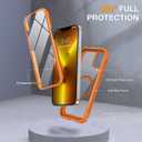 Miracase for iPhone 13 Pro Case 6.1",Full-Body Protection,Clear Bumper Case with Built-in 9H Tempered Glass Screen Protector,Military-Grade Drop Protection Outdoor Phone Case for iPhone 13 Pro, Orange