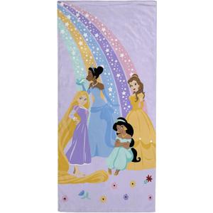 Jay Franco Disney Princess Rainbow Bath/Pool/Beach Towel - Super Soft & Absorbent Fade Resistant Cotton Towel Features Belle, Rapunzel, Jasmine, & Tiana - Measures 28 x 58 inches