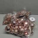 Sratte 94 Pcs Christmas Tree Decorations Set, Christmas Tree Ball Ornaments Glitter Poinsettia Flowers Decorations Glitter Berries Stems for Xmas Holiday Wedding(Rose Gold)