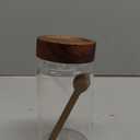 OLADRI 18 oz/550 ml Glass Storage Canister with Airtight Wooden Lid, Clear Small Decorative Container Jar with Spoon for Salad Overnight Oats Snacks Yogurt Cereal Fruit Spice Sugar Coffee Candy Salt