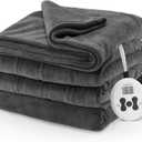 Sunbeam Microplush Heated Blanket Twin Dark Gray