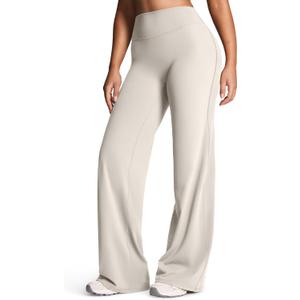 Aoxjox Women's Workout Athlenza Straight Leg Bottoms High Waist Lumastretch Gym Yoga Pants 33" (Large, Vanilla Beige)