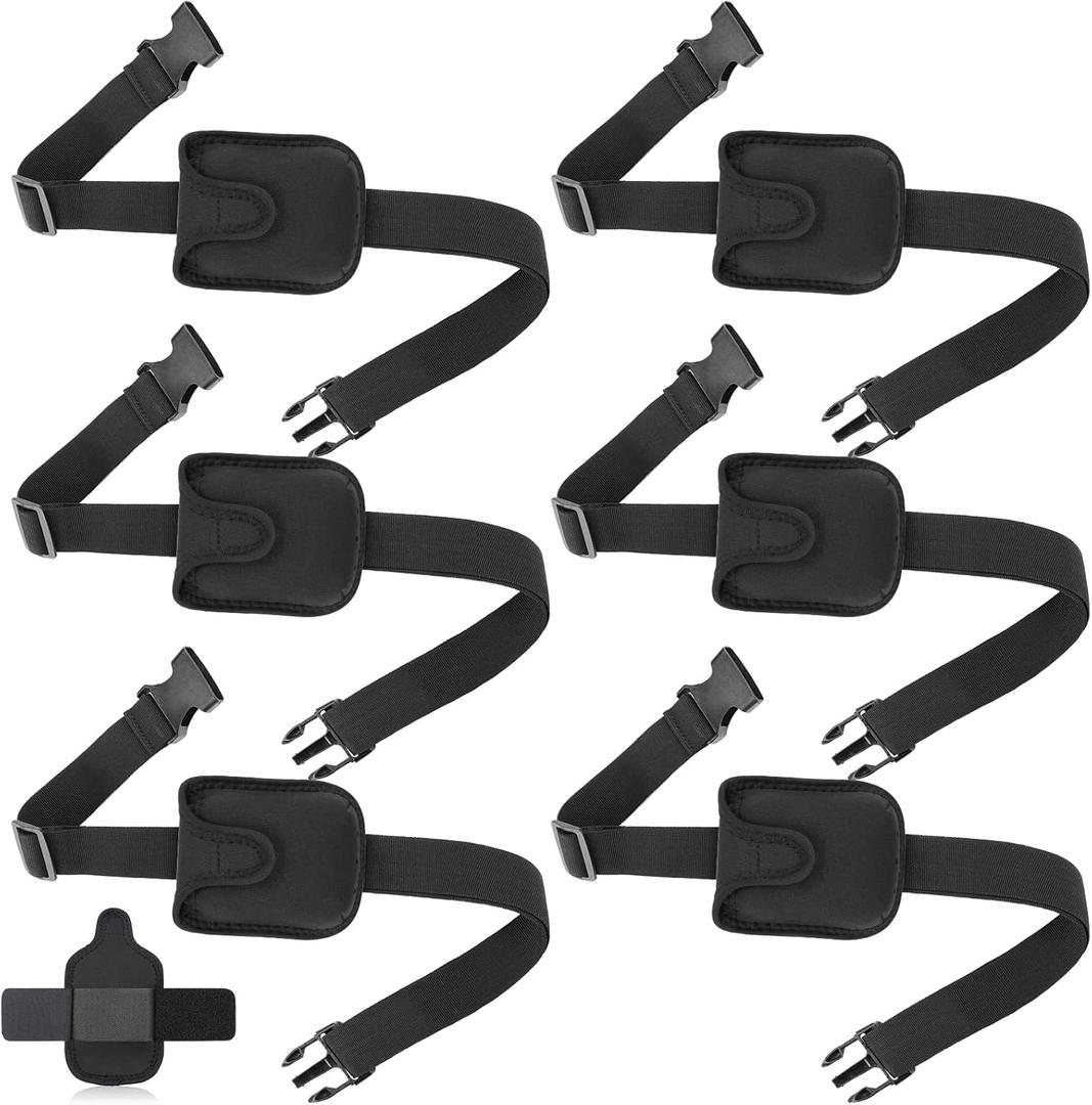 Zhehao 6 Set Mic Belt Pouch Anti Dropping Strap Fitness Instructor Detachable Neoprene Microphone Transmitter Carrier Pouch Adjustable Belt Waistband Bag for Fitness Instructor Speaking Theatre Black