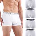 wirarpa Mens Trunks Underwear Cotton Boxer Briefs Short Leg Comfortable Underpants 4 Pack (X-Large, White)