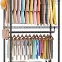 Sweetcrispy Rolling Clothes Rack, Heavy Duty Garment Racks 3 Tiers Portable Adjustable Wire Shelves with Wheels, Hanging Rods & Side Hooks Metal Freestanding Clothing Wardrobe Closet - Black (17.72"L x 47.2"W x 80.3"H)