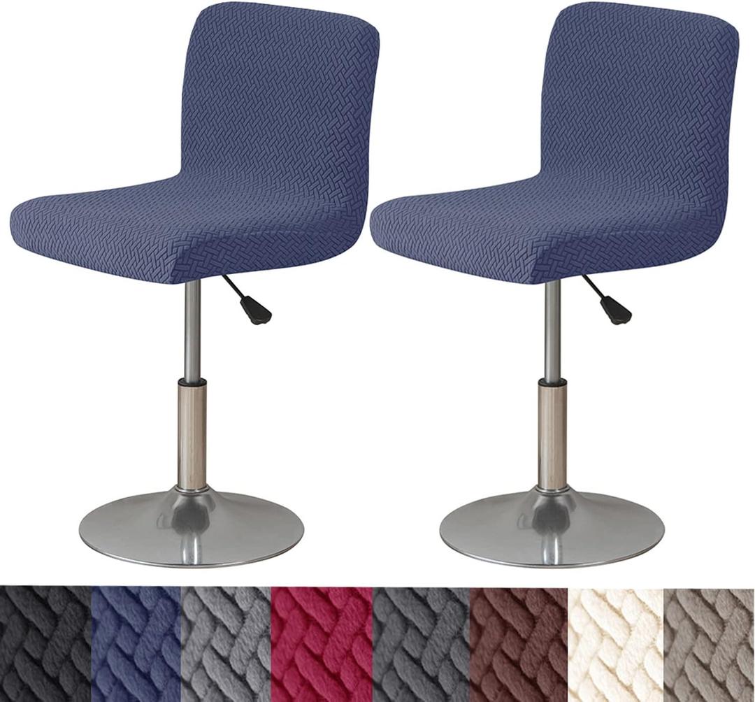 HFCNMY Bar Stool Covers with Backs,2 Pack Stretch Bar Stool Chair Covers,Jacquard Bar Stool Covers,Washable Bar Chair Covers Swivel Barstool Covers Slipcovers with Back Blue