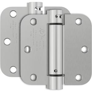 2 Pack Self-Closing Door Hinges 3.5 Inch, Spring Door Hinge with 5/8'' Radius Corners, Adjustable Tension for Garage, Front, Back Door, UL Listed, Left and Right Hand, Brushed Nickel