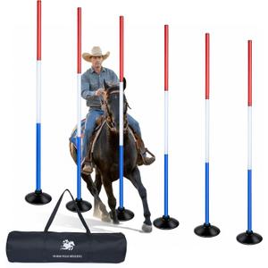 6 Pcs 6FT Pole Bending Poles for Horses, Adjustable Equestrian Sports Training Equipment for Horses, Agility Poles for Horses, Soccer, Football, Dog