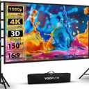 Outdoor Projector Screen with Stand 150 Inch: VOOPVOR Portable Projection Screen and Stand, Indoor Rear Front Movie Screen 16:9 4K HD, with Carry Bag,Support Height Adjustable for Home Theater Camping