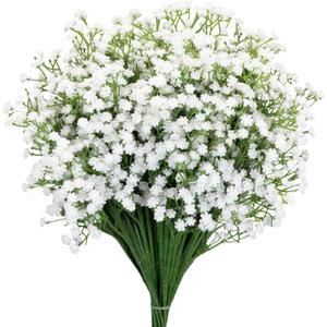 7-Pcs 21 Secure-Stem Realistic Artificial White Babys Breath (Gypsophila) Flowers with No-Shedding Design  Perfect for Wedding Centerpieces, Home Decor & Vase Fillers