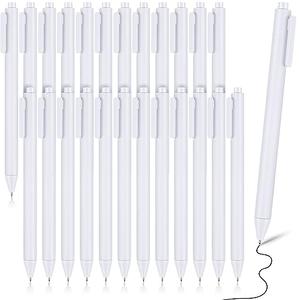 Cholemy 24 Pack Retractable Pens Bulk Pastel Gel Ink Pens 0.5mm Fine Point Tip Black Ink with Grip Smooth Writing for Journaling Note Taking School Supplies(White)
