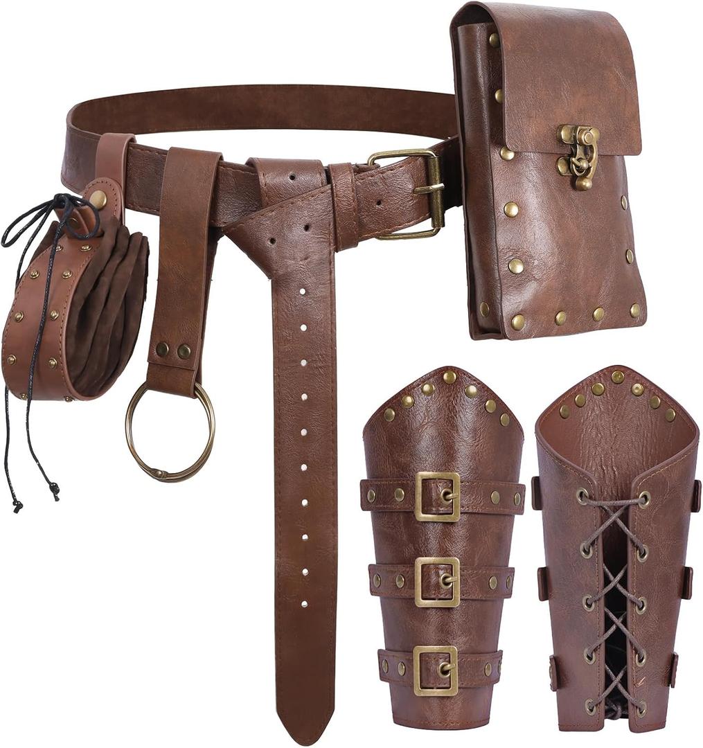 Renaissance Belt Pouch Set Medieval Pirate Ren Faire Accessories, Standard size