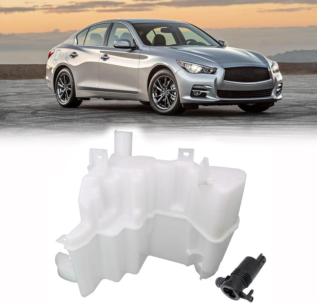 GXARTS 28910-4HB0A Windshield Washer Reservoir Tank Windshield washer bottle with motor Compatible with Nissan Infiniti Q60 Q50 2014-2016 2017 2018 2019 2020 Windshield Washer Fluid Tank With Motor