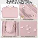 Travel Makeup Bag Women's Large Capacity Cosmetic Portable Organizer Large Opening Waterproof Storage Toiletry Bags Vertical Free-Standing Brush Holder for Easy Access Pink