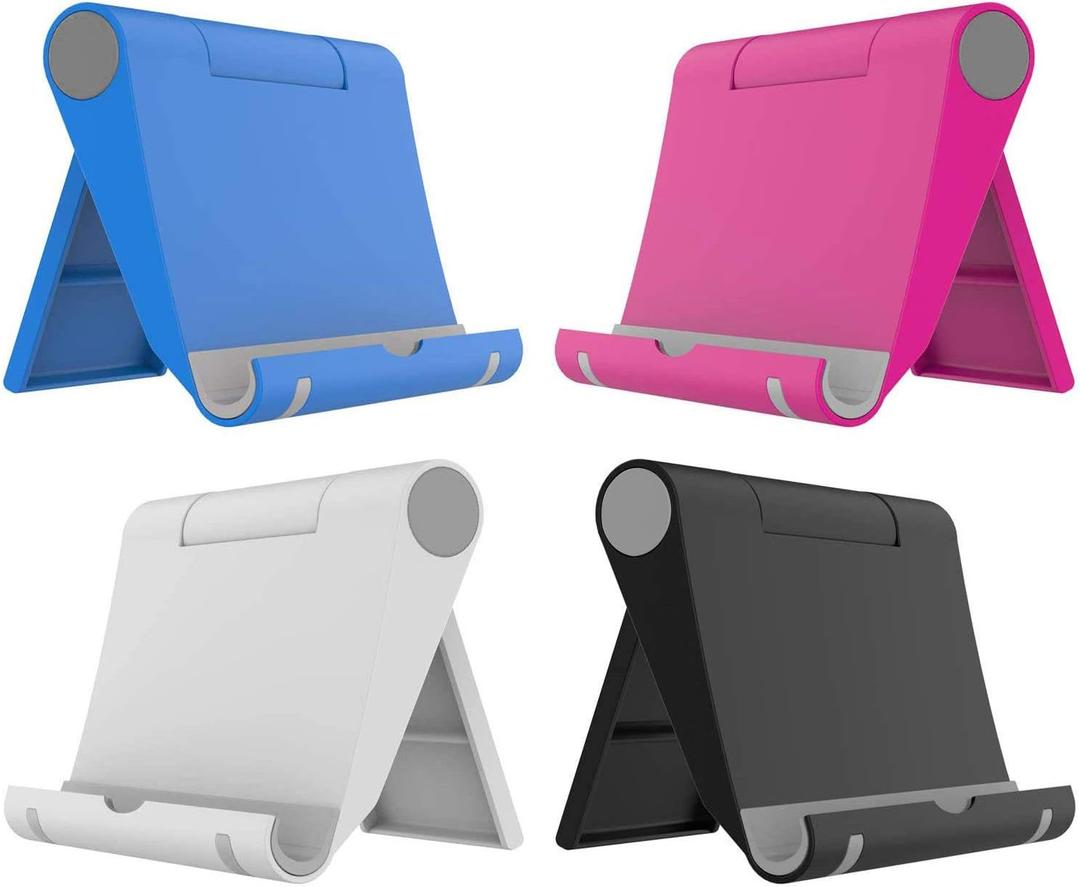 4 Pack Foldable Cell Phone Holder - Mobile Stand for Desk & Tablet, Compatible with iPhone 12/11/Xs/X/8 iPad Samsung (4 Color)