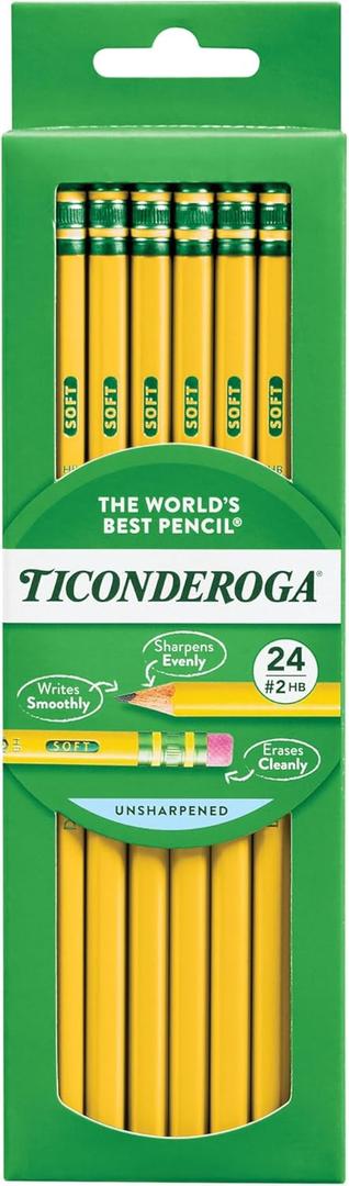 Ticonderoga Pencils, #2 Lead, Medium Soft, Pack of 24