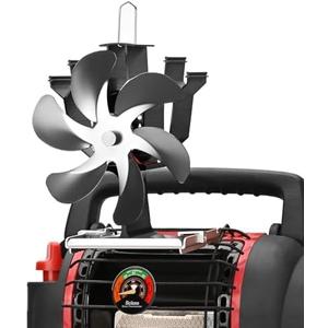 Sckee Wood Stove Fan, Heat Powered Fireplace Fan with Bracket Compatible for Propane Log Burner Wood Burning Stove Accessory for Camping Outdoor Indoor Use (Grey)