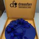 dressfan Fascinator Hats for Women,Linen Vintage Feather Headwear for Derby/Church/Wedding/Cocktail/Tea Party (Blue)