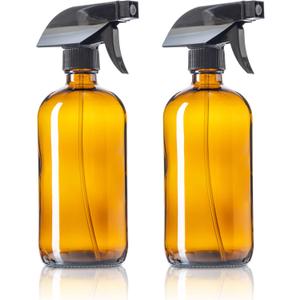 16oz Amber Glass Spray Bottles for DIY Essential Oil Cleaning Solutions, Household, Pets, Plants, 2 Pack
