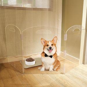 Dog Gate, Clear Acrylic Pet Gate for Dogs, Free Standing Pet Gates for Doorways, Folding Freestanding Puppy Doggy Cat Fence Inside, Dog Barriers for Home 3 Panel, 60"W x 24"H