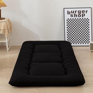 MAXYOYO Cot Mattress Black Floor Bed, 4" Japanese Floor Mattress Futon Mattress Narrow Twin Mattress Single Bed Mattress Floor Mattress for Adults, Foldable Roll Up Camping Cot Mattress