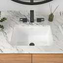 Mocoloo Undermount Bathroom Sink 18 x 12 Inch Rectangle Porcelain White Ceramic Bathroom Sink 6 Inch Deep Basin with Overflow Small Lavatory Vanity Top Under Mounted the Counter