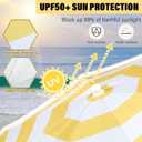 6.5 ft Beach Umbrella for Sand Portable Yellow White Sun Protection Umbrella UV 50+ Large Heavy Duty Folding Wind Resistant Beach Sunshade with Carry Bag for Summer Pool Patio Outdoor